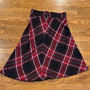 East 5th Red and Black Plaid A-Line Skirt